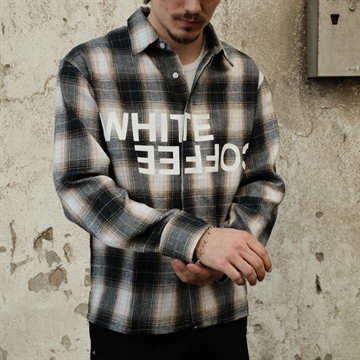 White Coffee Logo Flannel Shirt Navy - Sælges kun i butikken i Holstebro